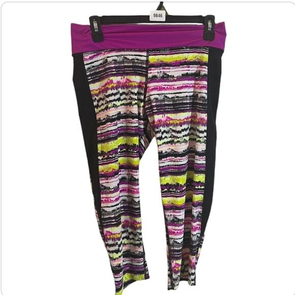 Nike Workout Leggings Cropped Solar Wind Hydro Women's Size M Multicolor - Picture 1 of 9
